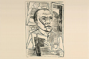»Selbst im Hotel« (Blatt 1 aus Berliner Reise), 1922, Lithografie, © VG Bild-Kunst, Bonn 2020, Foto: Jürgen Spile