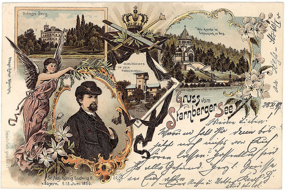 Bild: Wikimedia Commons Kaiserliche Grüße: Ludwig II. auf einer Postkarte (1897), Bild: Wikimedia Commons