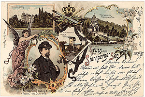 Kaiserliche Grüße: Ludwig II. auf einer Postkarte (1897), Bild: Wikimedia Commons
