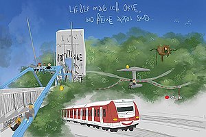 Der Aufstieg ist wahrlich eine Aufgabe: der Herkulesberg. Illustration: Mona von Winning