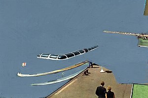 »Begraute«, 1999–2004, Öl- und Wachskreide auf Ansichtskarte