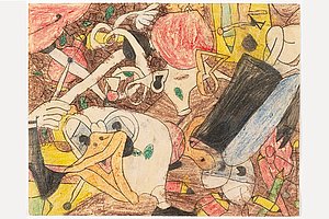 Susan Te Kahurangi King, Untitled, 1958–59, crayon and graphite on paper, courtesy: American Folk Art Museum; © 2019 The Susan Te Kahurangi King Trust