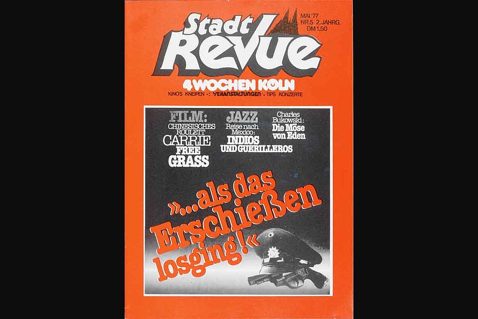 Frühjahr 1977 Wir bleiben auf der leichten Seite des Lebens: ein Fußball-Special, ein sehr ausführlicher Filmteil und launige Interviews mit Subkultur-Prominenz dominieren die Ausgaben. Im Hintergrund zeichnet sich die Politisierung ab. Die Stadtrevue beteiligt sich an der Solidaritätskampagne für den von der Polizei schwerverletzten und unter Terrorismusverdacht stehenden Arzt und Historiker Karl-Heinz Roth.