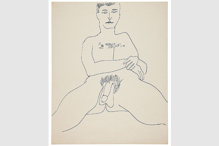 »Seated Male Nude«, 1956–57, »Seated Male Nude«, 1956–57, © 2020 The Andy Warhol Foundation for the Visual Arts, Inc. Licensed by Artists Rights Society (ARS ), New York