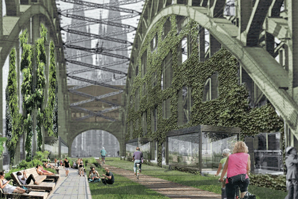 »High Line«: Züge unterm Rhein, Parks auf den Gleisen 