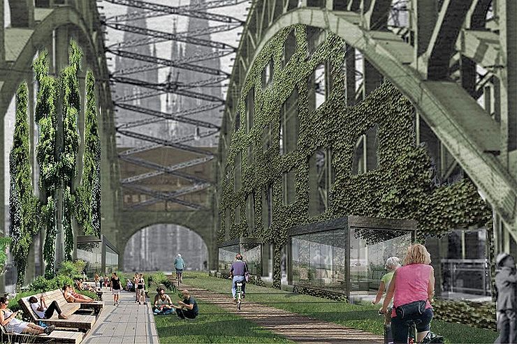 »High Line«: Züge unterm Rhein, Parks auf den Gleisen 