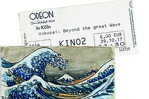 Das Ticket als Leinwand: Hokusai interpretiert vom Kölner Rolf Leber (© Rolf Leber, Peter Steinmetz)