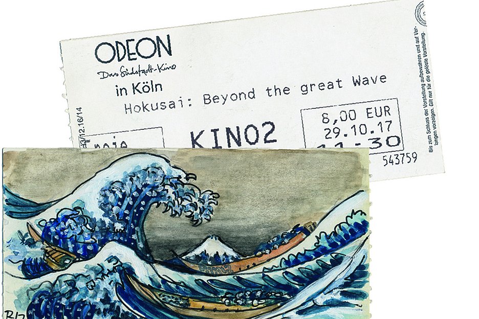 Das Ticket als Leinwand: Hokusai interpretiert vom Kölner Rolf Leber (© Rolf Leber, Peter Steinmetz)
