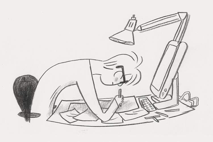 Illustration: Ferdinand Lutz Selbstporträt am Zeichentisch: der Kölner Comic-Autor Ferdinand Lutz
