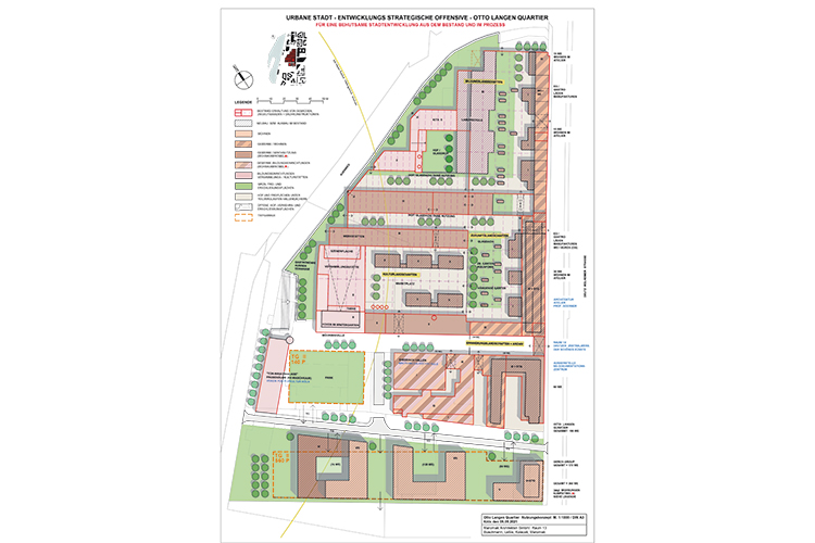 Planaufbereitung durch »Marciniak Architekten«. So sieht ein alternatives Nutzungskonzept aus, das in den letzten Jahren unter Mitwirkung vieler Akteur*innen entstanden ist: In die ehemalige KHD-Verwaltung könnten Läden, Gastronomie, Manufakturen, Handwerksbetriebe, Ateliers einziehen, in