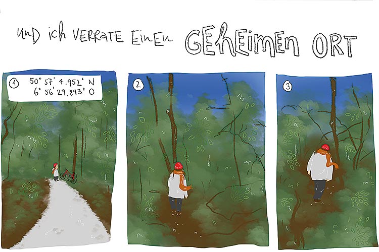 Der Aufstieg ist wahrlich eine Aufgabe: der Herkulesberg. Illustration: Mona von Winning Der Aufstieg ist wahrlich eine Aufgabe: der Herkulesberg. Illustration: Mona von Winning
