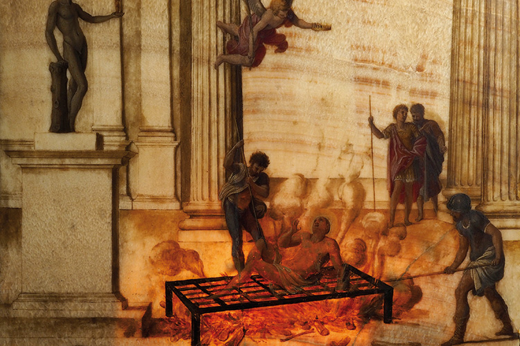 Foto: RBA Köln »Die Marter des Heiligen Laurentius« mit rückseitiger Beleuchtung, Abteilung Kunsttechnologie und Restaurierung im Wallraf, Foto: RBA Köln