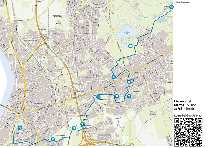 Unsere Holweidetour ist 12 km lang. Mit dem Fahrrad eine Stunde, zu Fuß drei Stunden
