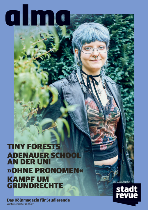 Das Magazin-Cover von alma, dem Kölnmagazin für Studierende
