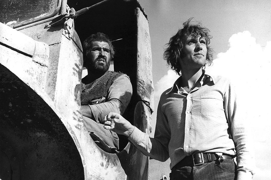 Mario Adorf und Roland Klick beim Dreh zu »Deadlock«