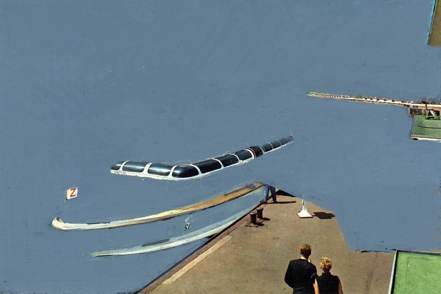 ©Nanne Meyer, Foto: Patrizia Bach »Begraute«, 1999–2004, Öl- und Wachskreide auf Ansichtskarte