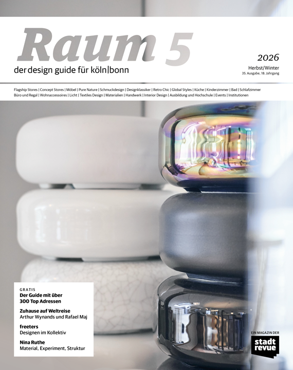 Das Magazin-Cover von Raum 5, dem Design-Guide für Köln/Bonn