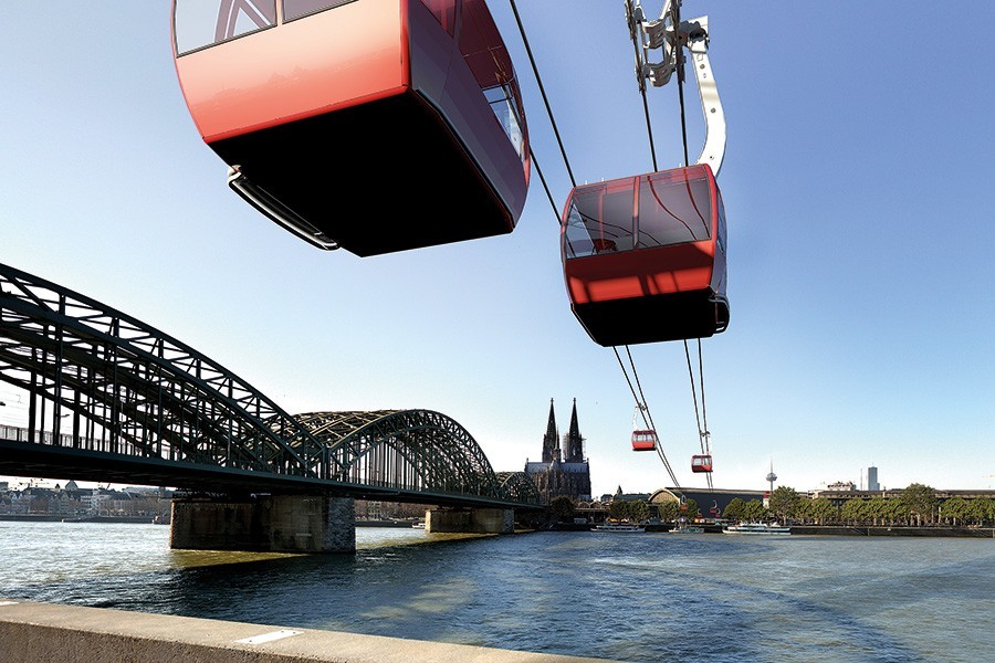©Pixel Enlargement für STRABAG Real Estate Seilbahn: Schwebend über den Rhein gondeln