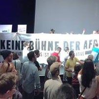 Demonstranten verhindern die Diskussion-Veranstaltung mit AfD-Politiker Konrad Adam Demonstranten verhindern die Diskussion-Veranstaltung mit AfD-Politiker Konrad Adam