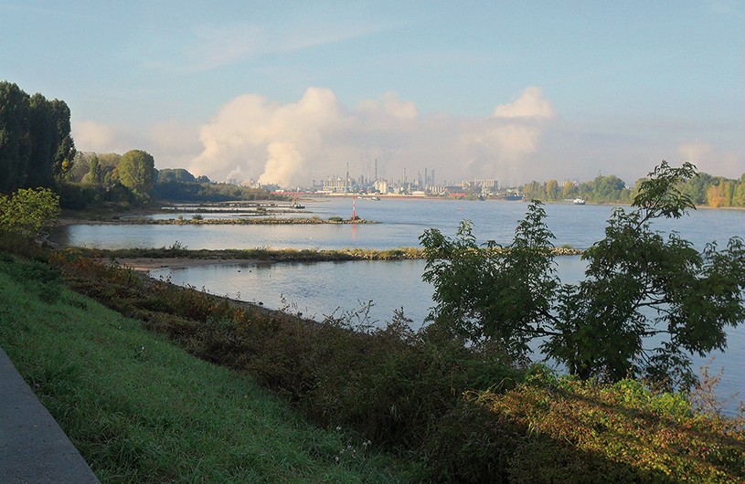 Foto: Christoph Ganslmeier/Stadtrevue Viel Rauch um nichts: Blick auf den Godorfer Hafen